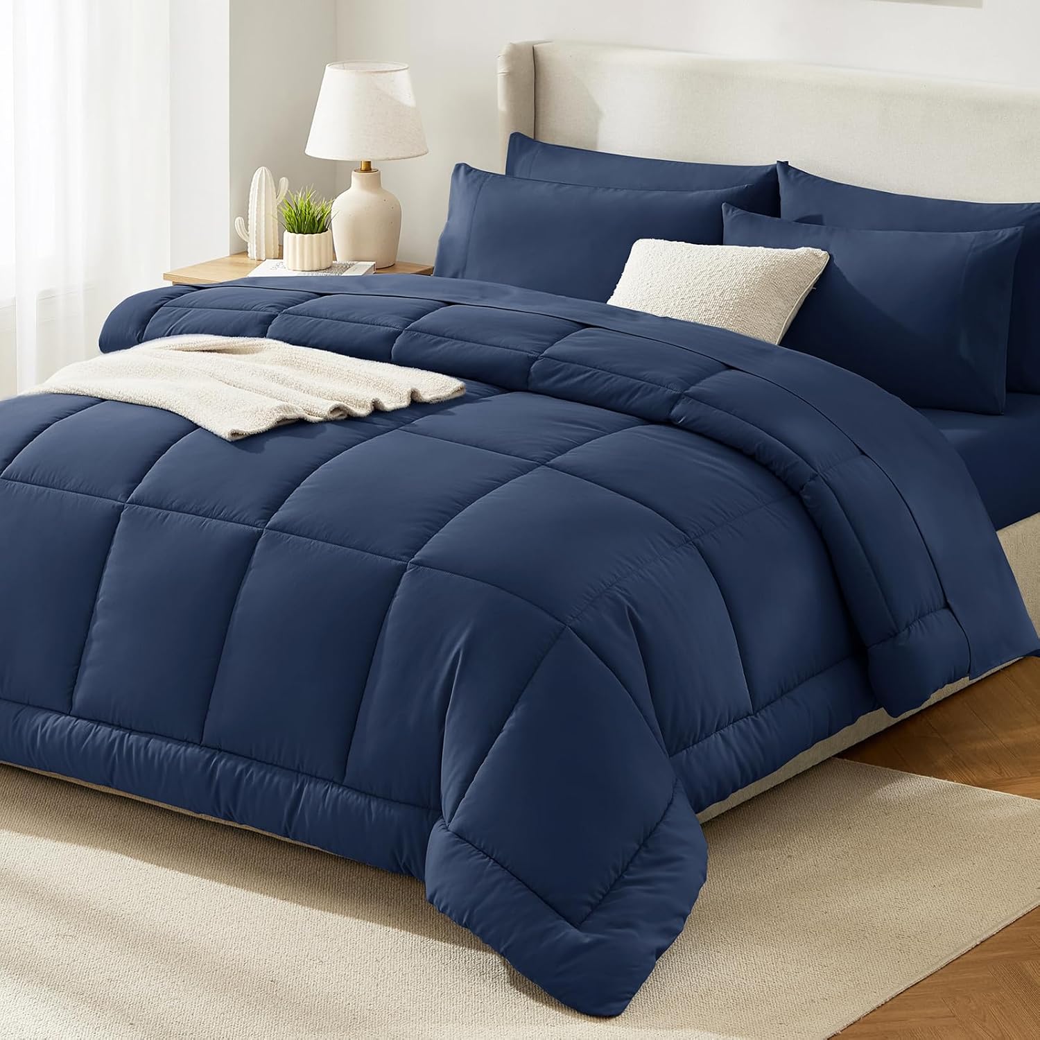Yuelora Queen Bedding Set, 7 Pieces, Dark Grey