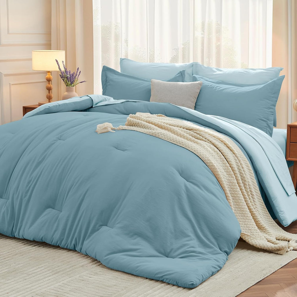 Yuelora Queen Bed in a Bag Set, 7 Pieces, Beige