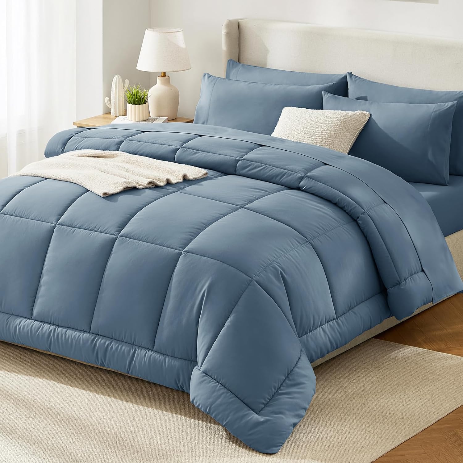Yuelora Queen Bedding Set, 7 Pieces, Dark Grey