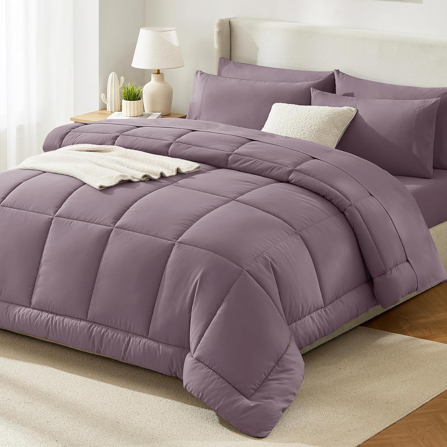 Yuelora Queen Bedding Set, 7 Pieces, Dark Grey
