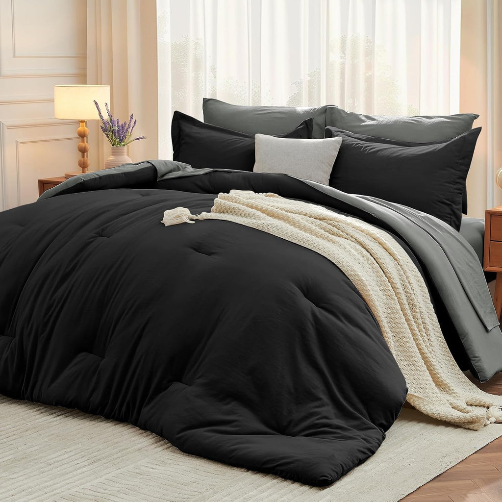 Yuelora Queen Bed in a Bag Set, 7 Pieces, Beige