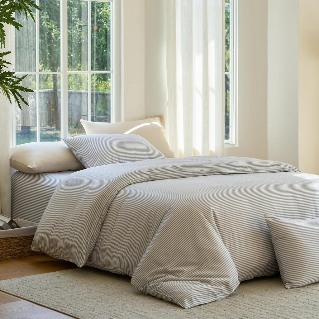 Yuelora Duvet Cover Set, Bamboo Viscose, Ivory, Full/Queen