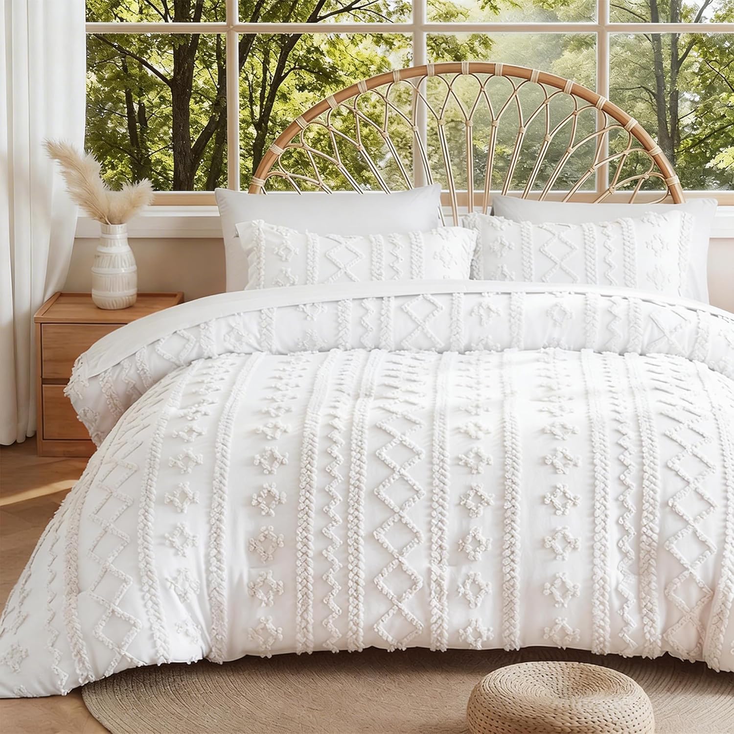 Yuelora Full Size Bed in a Bag Set, 7 Pieces, Beige