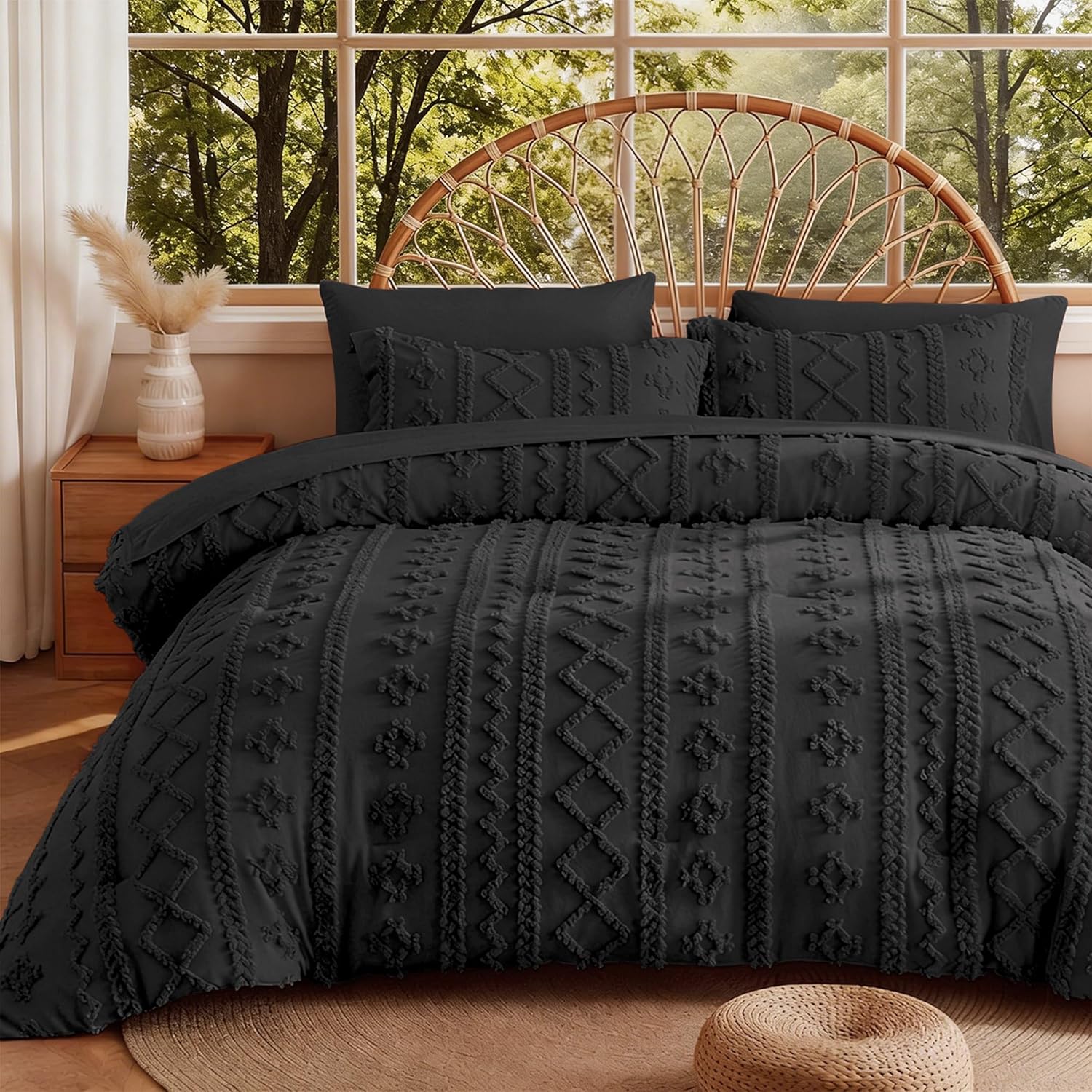 Yuelora Full Size Bed in a Bag Set, 7 Pieces, Beige