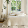 Yuelora Duvet Cover Set, Bamboo Viscose, Ivory, Full/Queen