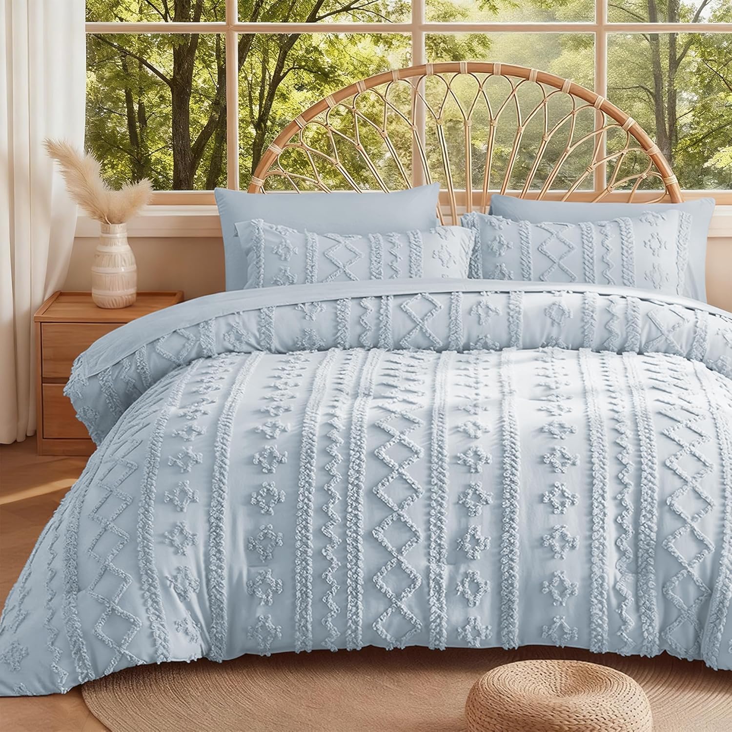 Yuelora Full Size Bed in a Bag Set, 7 Pieces, Beige
