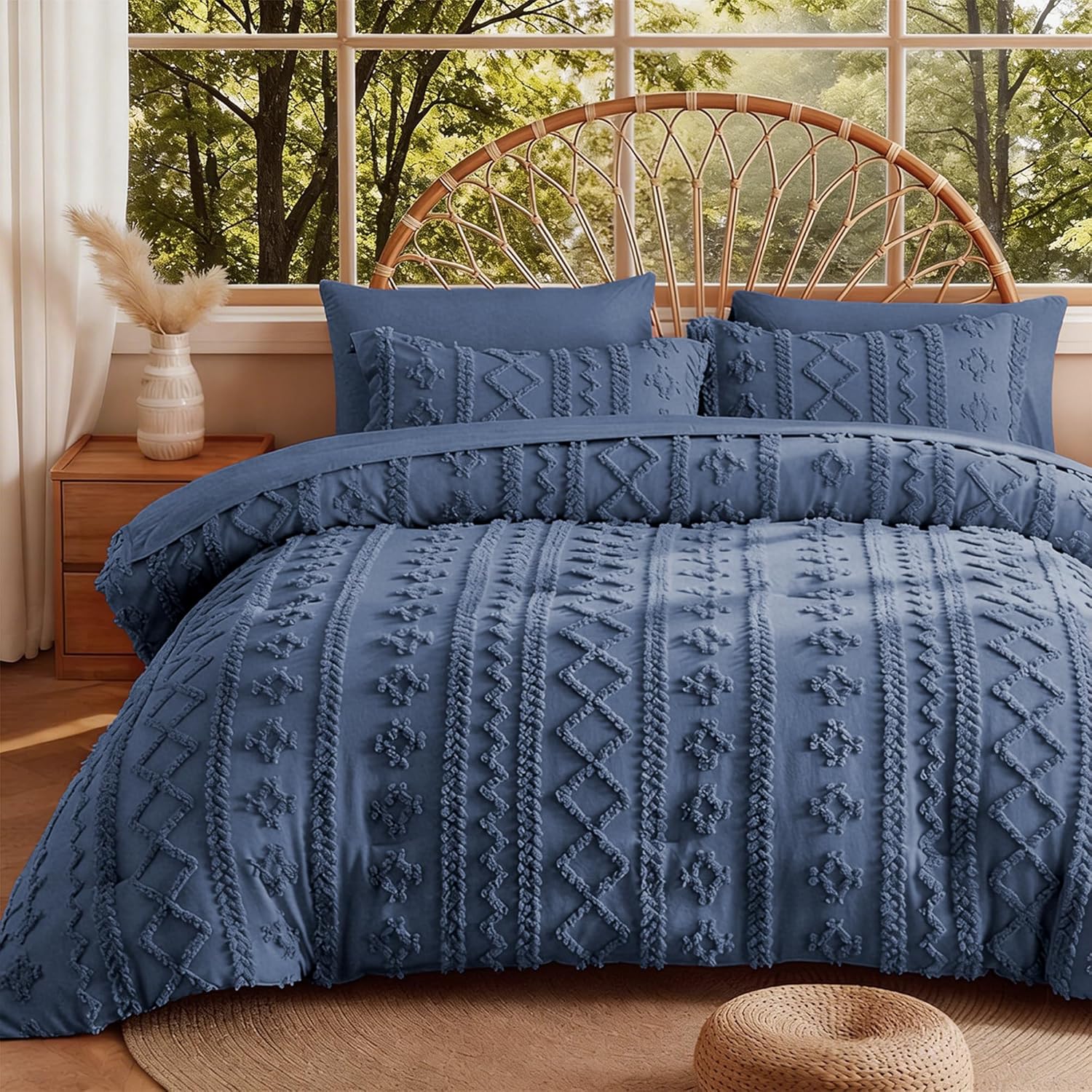 Yuelora Full Size Bed in a Bag Set, 7 Pieces, Beige