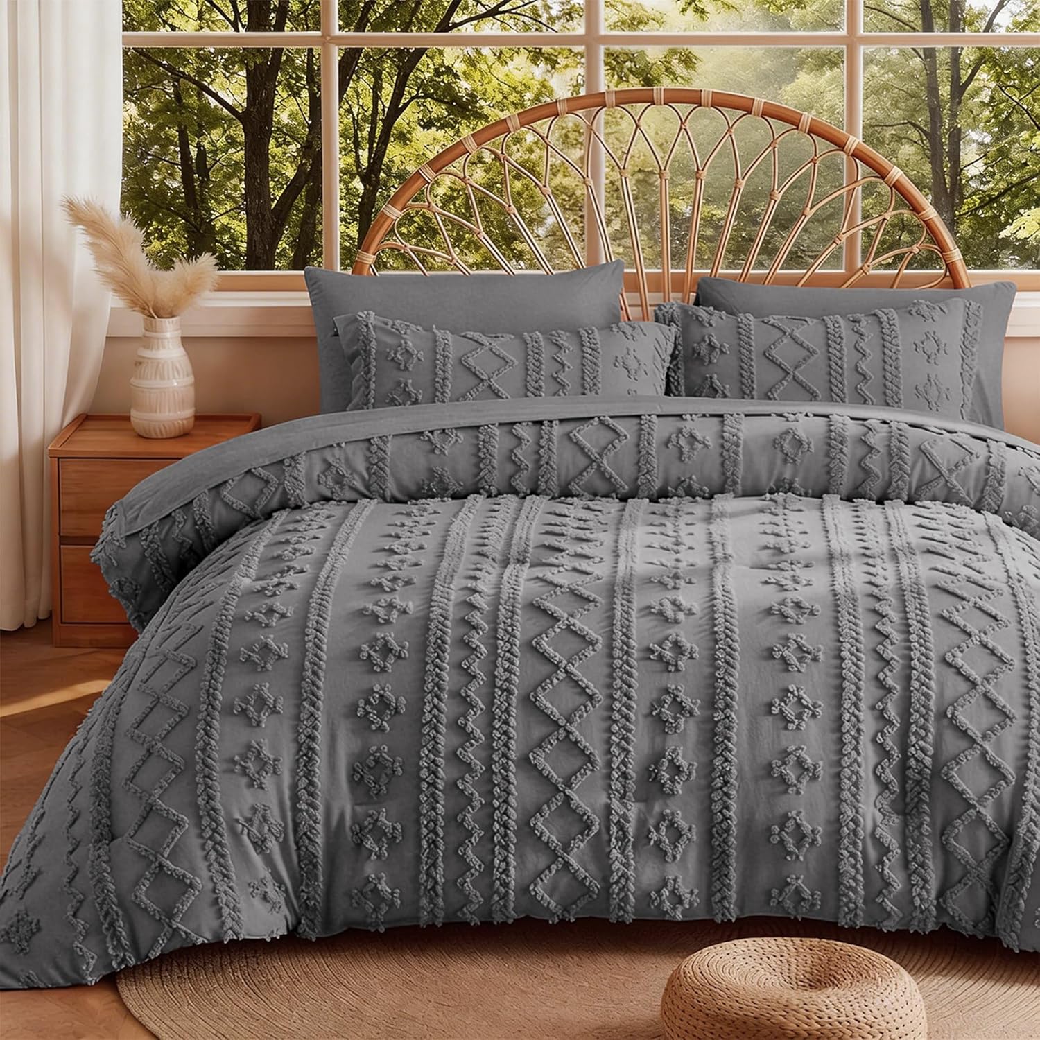 Yuelora Full Size Bed in a Bag Set, 7 Pieces, Beige