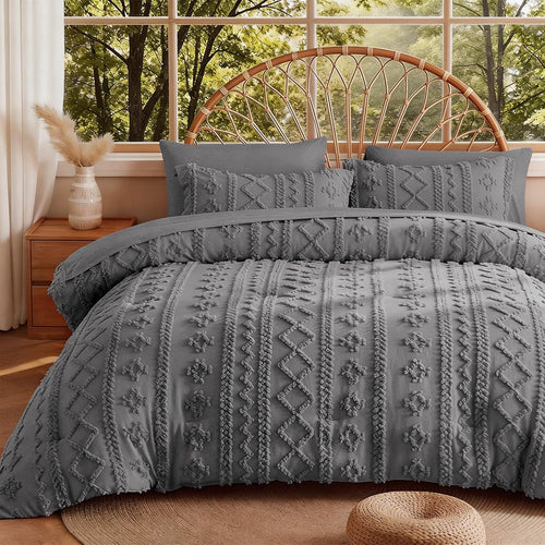 Yuelora Full Size Bed in a Bag Set, 7 Pieces, Beige