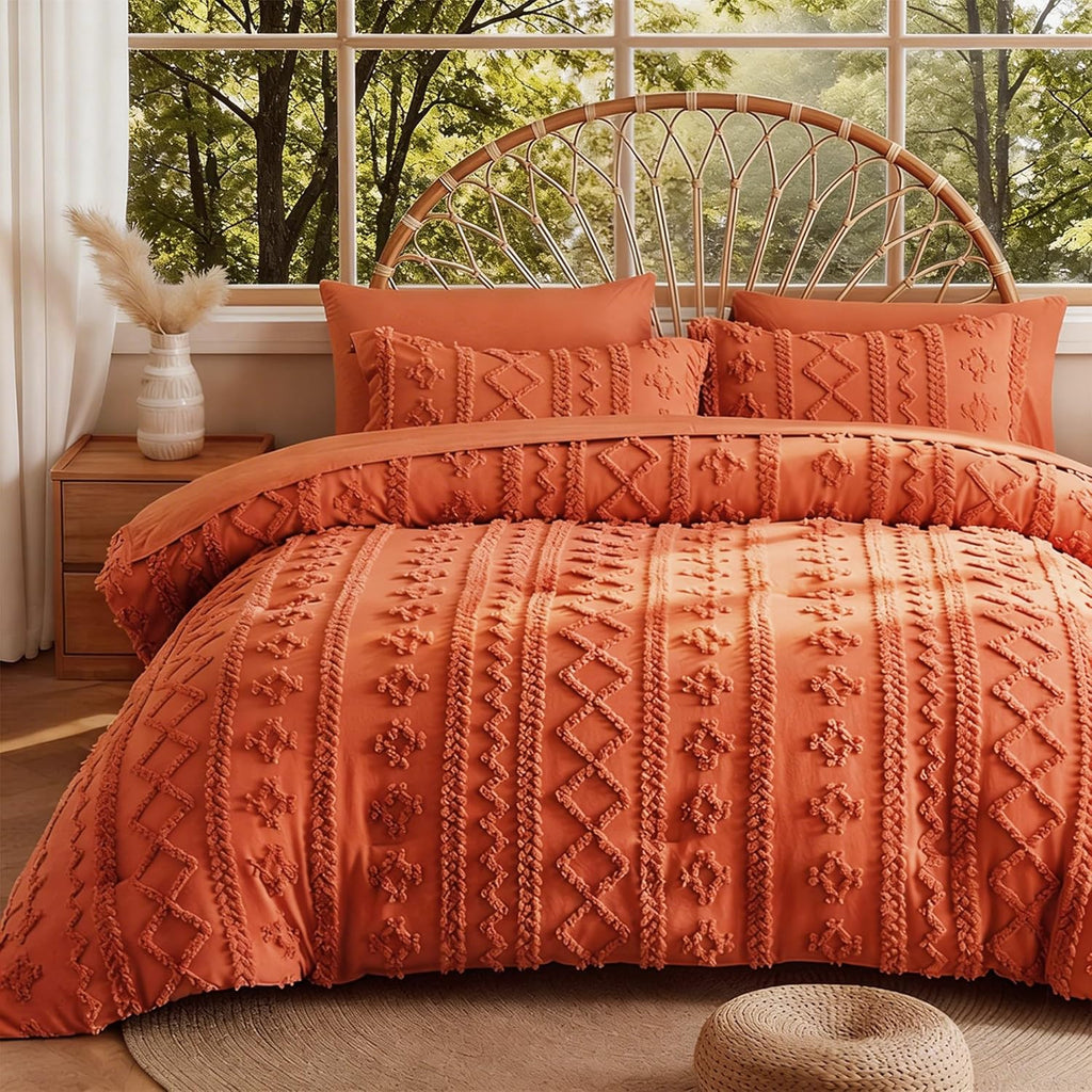 Yuelora Full Size Bed in a Bag Set, 7 Pieces, Beige