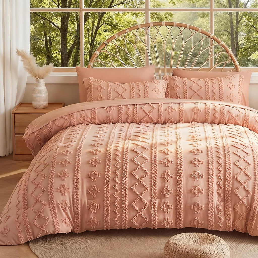 Yuelora Full Size Bed in a Bag Set, 7 Pieces, Beige