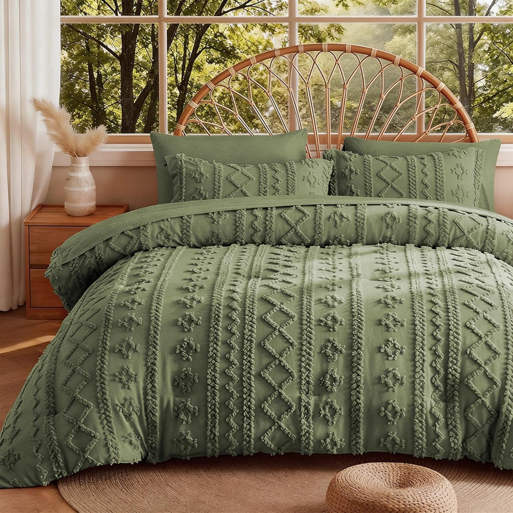 Yuelora Full Size Bed in a Bag Set, 7 Pieces, Beige