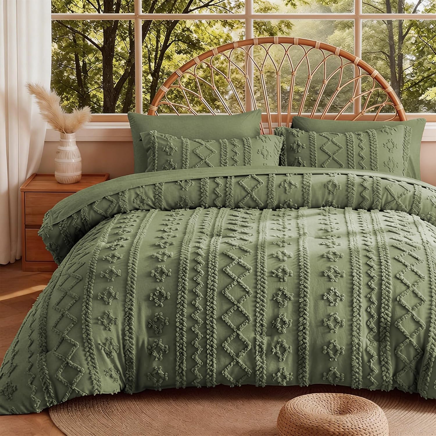 Yuelora Full Size Bed in a Bag Set, 7 Pieces, Beige